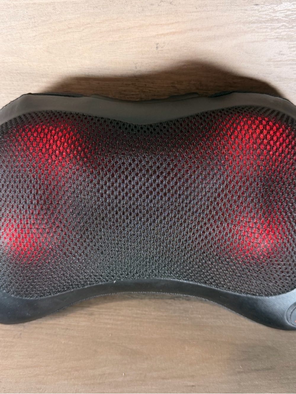 Black Mesh Shiatsu Massage Pillow with Red Heat Nodes